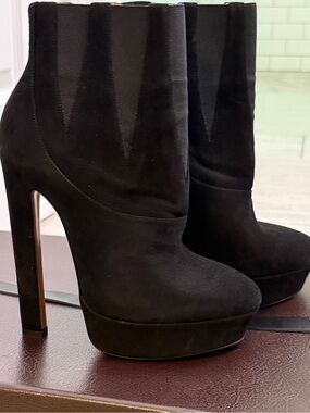 ALAÏA Black Suede Platform Ankle Boots | Size 37 | Made in Italy